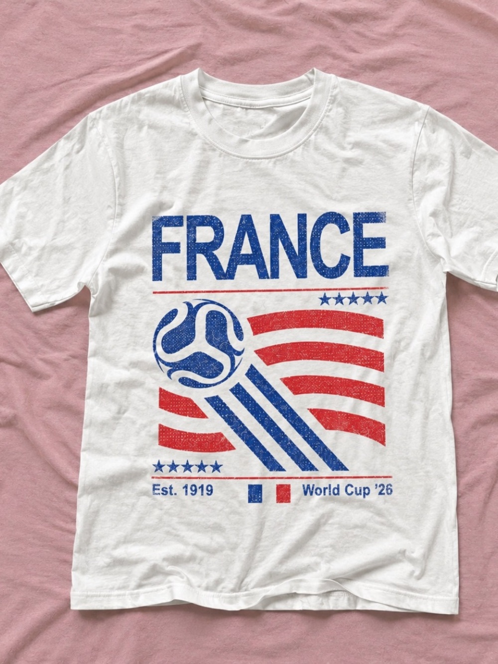 Vintage France Soccer World T-SHIRT WHITE OFF Size L